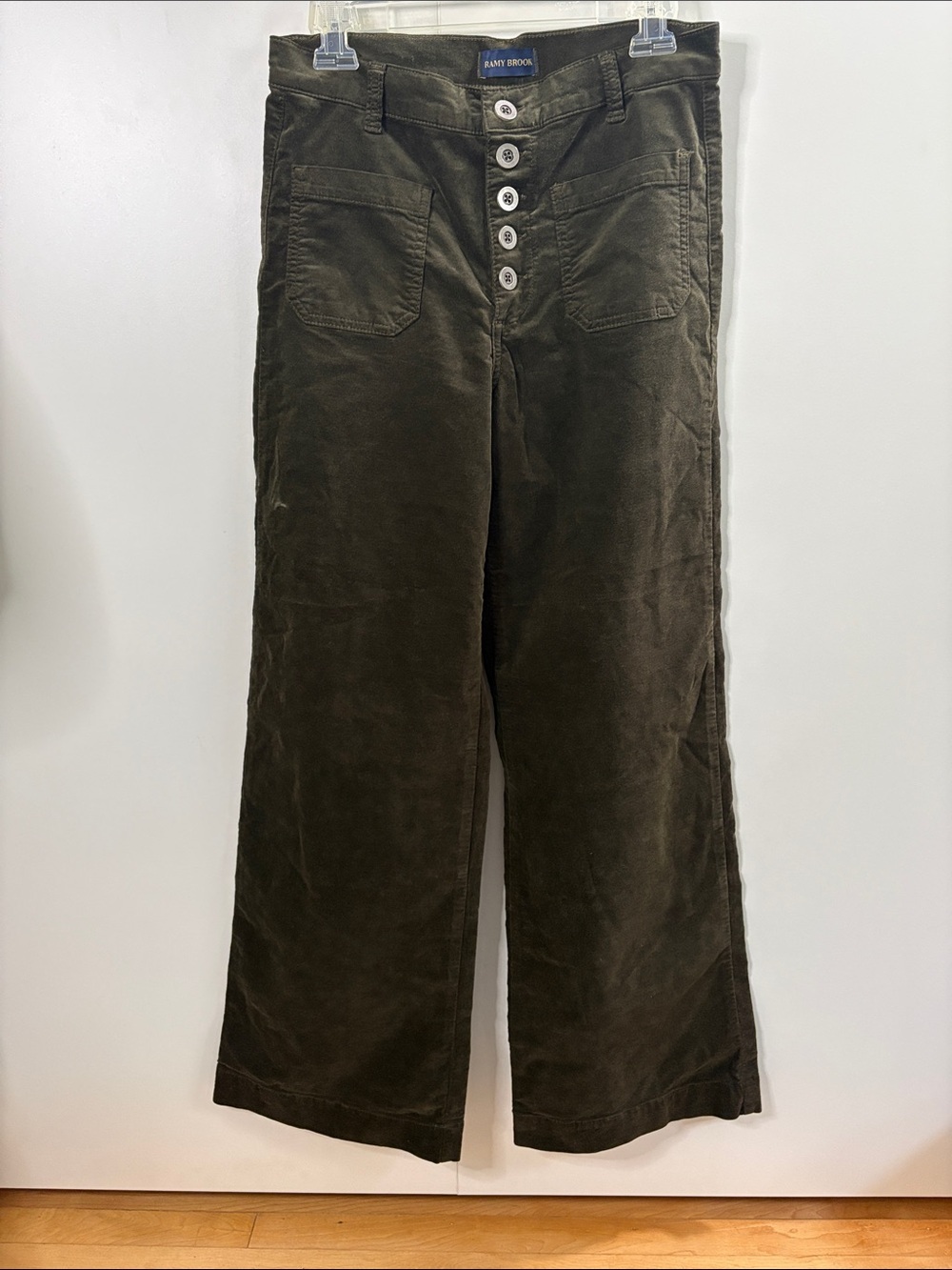 Ramy Brook Olive Wide Leg Velvet Pants
